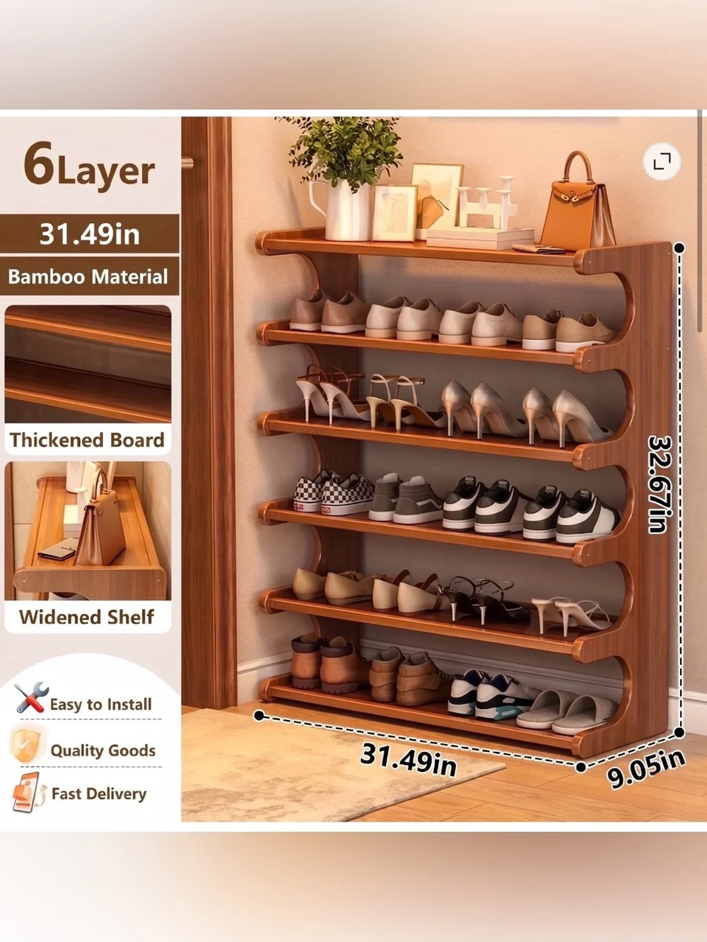 6-tier shoe rack